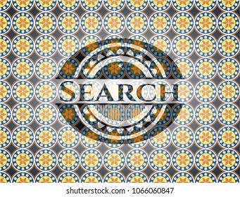 Search arabic style badge. Arabesque decoration.