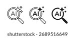 Search artificial intelligence. Ai generate sign. AI search and analysis icon. Magnifying glass with generate symbol.