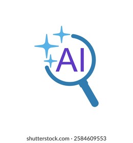 Search artificial intelligence. Ai generate, simple flat style, illustration, logo sign symbol pictogram template, for ui or ux isolated on white for mobile app, editable