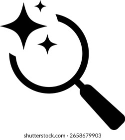 Suche nach künstlicher Intelligenz. finden und analysieren Sie mit Machine Learning. KI-Suchsymbole. Bearbeiten, Suchen nach Fragen Zeichen. Vergrößerungsglas mit Sternen
