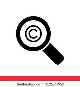 Search author vector icon, copyright symbol. Simple, flat design for web or mobile app