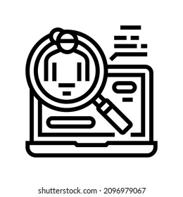search babysitter in internet line icon vector. search babysitter in internet sign. isolated contour symbol black illustration