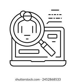 search babysitter in internet line icon vector. search babysitter in internet sign. isolated contour symbol black illustration