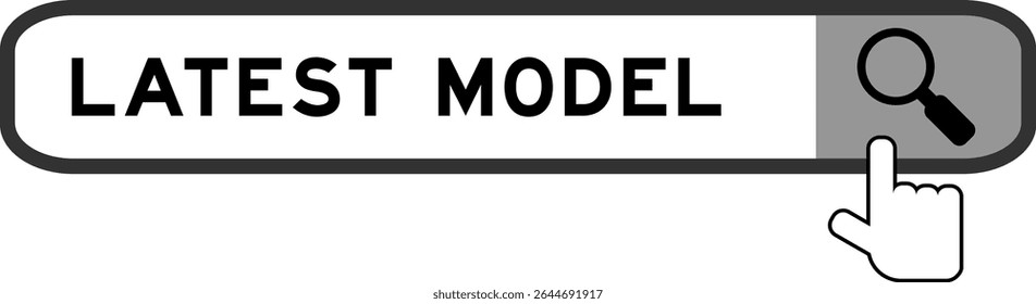Banner de pesquisa no modelo mais recente do Word com a mão sobre o ícone da lupa no fundo branco