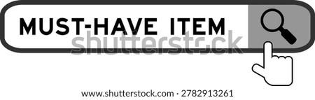 Search banner in word must have item with hand over magnifier icon on white background