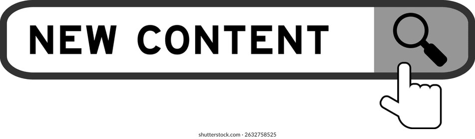 Banner de pesquisa no novo conteúdo do word com a mão sobre o ícone da lupa no fundo branco
