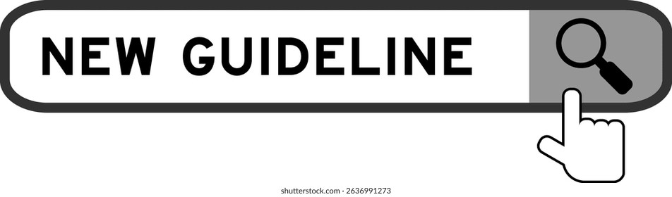 Banner de pesquisa na nova diretriz do Word com a mão sobre o ícone da lupa no fundo branco