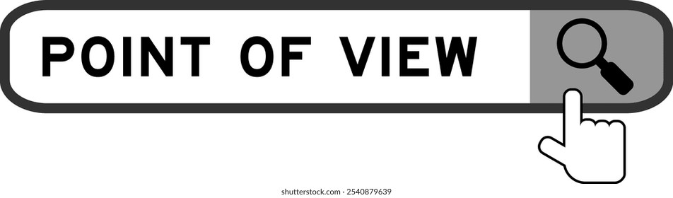 Banner de pesquisa no ponto de vista do Word com a mão sobre o ícone da lupa no fundo branco