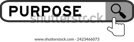 Search banner in word purpose with hand over magnifier icon on white background