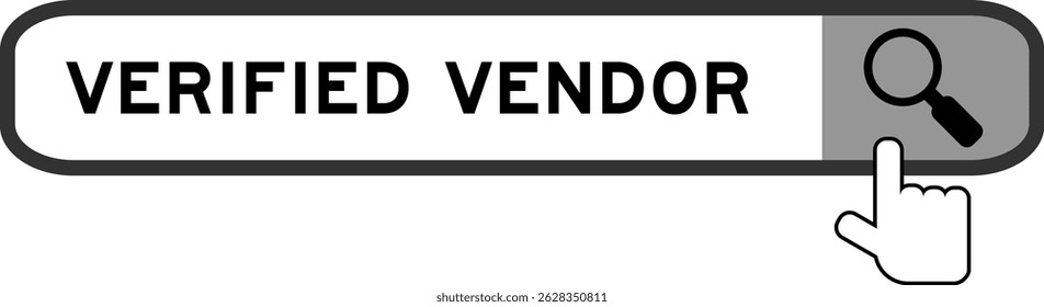 Banner de pesquisa no fornecedor do Word Verified com a mão sobre o ícone da lupa no fundo branco