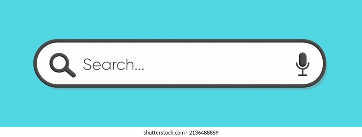 Search bar in 3d render isolated on blue background. 3d vector illustration. 