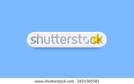 Search bar 3d template for website. Navigation search for web browser. 3d bookmark star icon. Best question template banner. Support FAQ information web bar. Vector