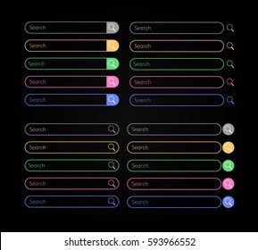 Search bar big vector set. Colorful search bars. 