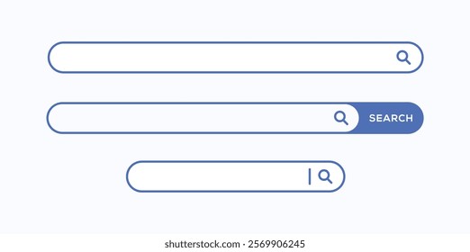 search bar blue web buttons vector set collection browser