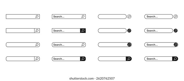 Search bar, search boxes collection.Set of web search icon.. .Vector set computer illustration searched navigator. Set of elements for design interface of website. Vector design