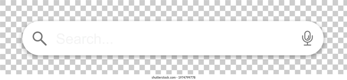 Search bar, search boxes with shadow on transparent background - stock. Vector illustration