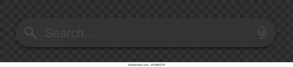 Search bar, search boxes with shadow on dark transparent background - stock vector.