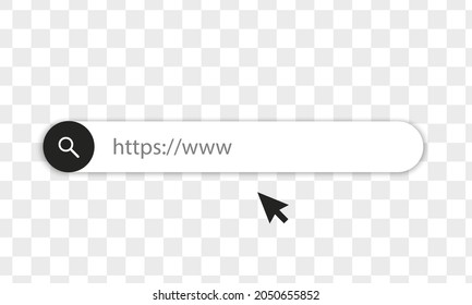 Search bar, search boxes with shadow on transparent background - stock vector.
