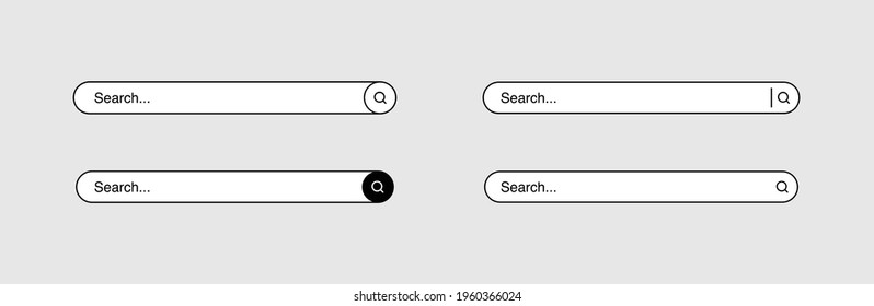 search bar browsing tab googling box template white isolated vector set
