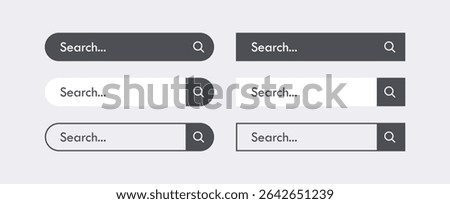 Search Bar Button Icons Set. Web Browser UI Vector Illustration