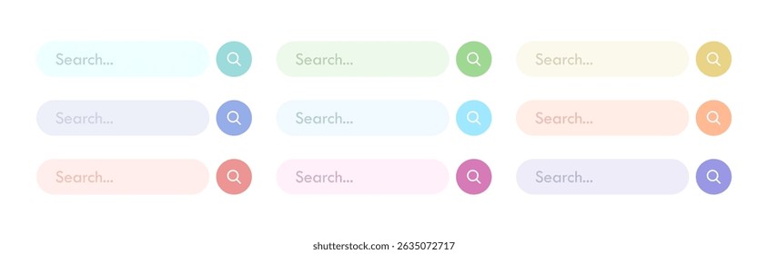 Search Bar Colorful Web Icon Set Vector Illustration