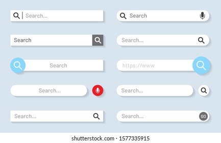 Search Bar Concept Design Template. Navigation Form Set For Ui And Web Site. 