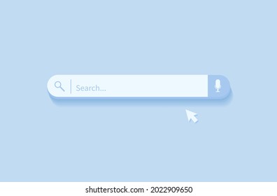 Search bar design element. Search Bar for website and UI, mobile apps isolated on blue background. Vector illustration