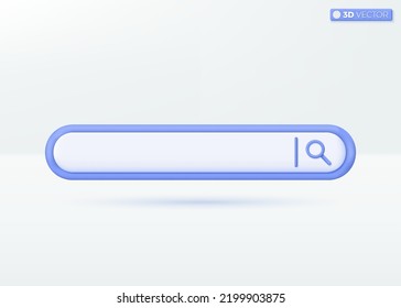 Search bar design icon symbols. Browser button for web, Navigation and search concept. 3D vector isolated illustration design. Cartoon pastel Minimal style. You can used for design ux, ui, print ad.