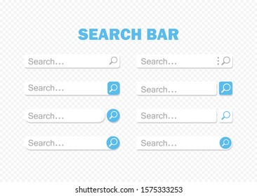 Search bar design. A set of search bars. User Interface Template. Vector Graphics Isolated on White Background.