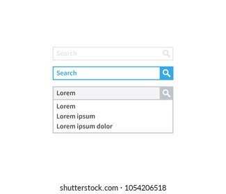 Search bar design, set of search boxes ui - ux design and web site. Flat design, vector illustration on background