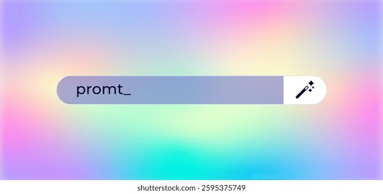 A search bar displays the word promt with a flashing typing cursor icon. vibrant gradient colors. - Powered by Shutterstock - Get 15% off with code: PIKWIZARD15
