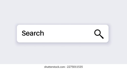 Search bar element on a website or app. Query field, find button. User can enter keywords to find relevant information. Useful for web designers, developers, and users, interface vector illustration