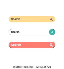 Search bar element on a website or app. Query field, find button. User can enter keywords to find relevant information. Set of controls for designers and developers, interface flat vector illustration