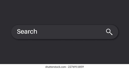 Search bar element on website or app. Query field, find button. User can enter keywords to find relevant information. Useful for web designers and developers, dark or night mode vector illustration