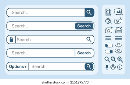 Search bar with search engine optimization icon set .Thin Line UI or Outline style.