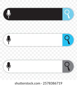 Search Bar. Examine, Magnifier, Business, Search Engine, Icon, Web, Internet, Website, Explore. A magnifying glass search button and a microphone icon for voice Vector. Eps 10.