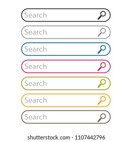 Search Bar Field - Colorful Vector Icon Set - Isolated On White Background