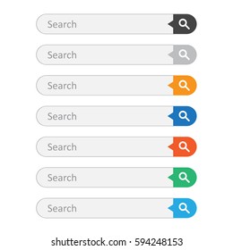 Search bar field. Set vector interface elements with search button. Flat vector illustration on white background.