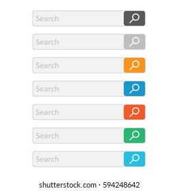 Search bar field. Set vector interface elements with search button. Flat vector illustration on white background.