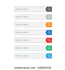 Search bar field. Set vector interface elements with search button. Flat vector illustration on white background.