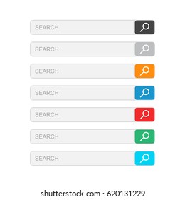 Search bar field. Set vector interface elements with search button. Flat vector illustration on isolated background.