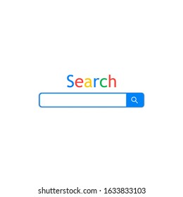 Search bar field. Simple browser window isolated on white background. Start browser page. Data search.Interface element with search button. Search Bar for UI. Address web panel. Frame web site. Vector