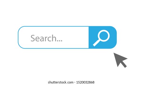 Search bar field. Vector interface element with search button. Flat vector illustration on white background.