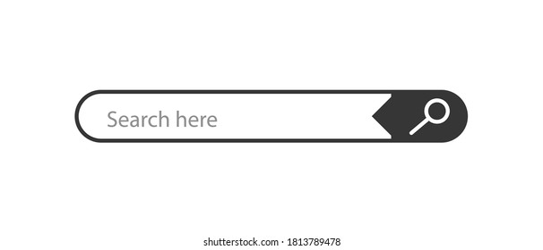Search bar field. Vector interface element with search button. Flat vector illustration on white background.