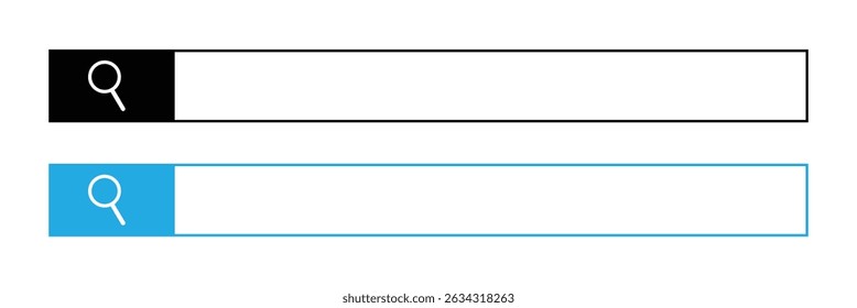 Search bar field. Vector interface element with search button. Flat vector illustration on white background. Vector Illustration . EPS 10 .