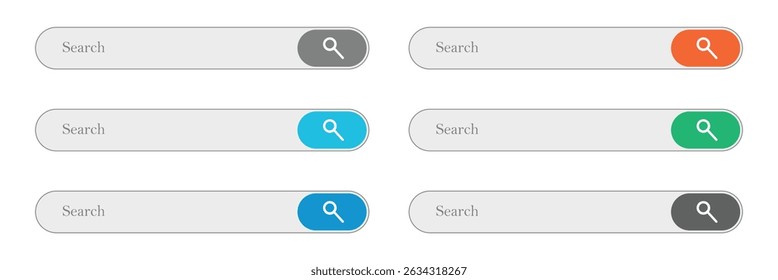 Search bar field. Vector interface element with search button. Flat vector illustration on white background. Vector Illustration . EPS 10 .