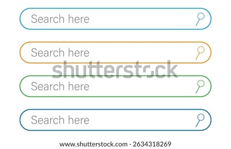Search bar field. Vector interface element with search button. Flat vector illustration on white background. Vector Illustration . EPS 10 .