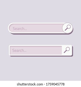 Search bar form template for web and mobile interface. Searching design elements, UI components. Vector illustration isolated  with monochromatic violet tint. Minimalistic trendy look.