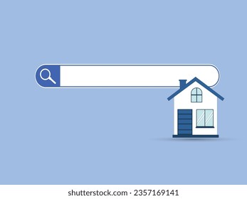 Search bar with House. Search for rental or purchase of housing. Real estate purchase and sale concept. Choose real estate. vector illustration.  
