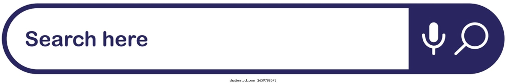 Ilustração do vetor da interface do usuário da caixa do mecanismo de pesquisa no fundo branco. Interface de barra de pesquisa moderna com microfone de pesquisa de voz e ícone de lente de aumento para design de interface do usuário do aplicativo Web e ferramentas digitais.
